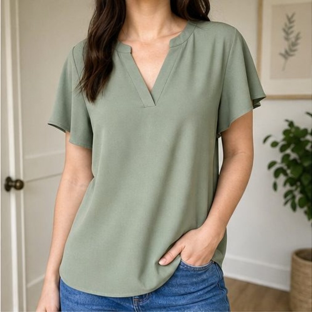 Sage V Neck Top - Picture 2 of 6